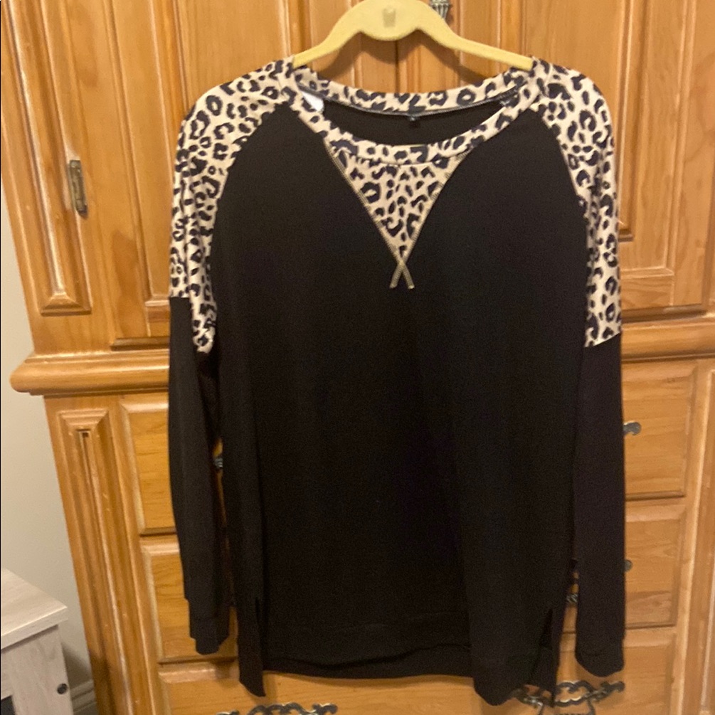 Leopard Print Black Women's Top